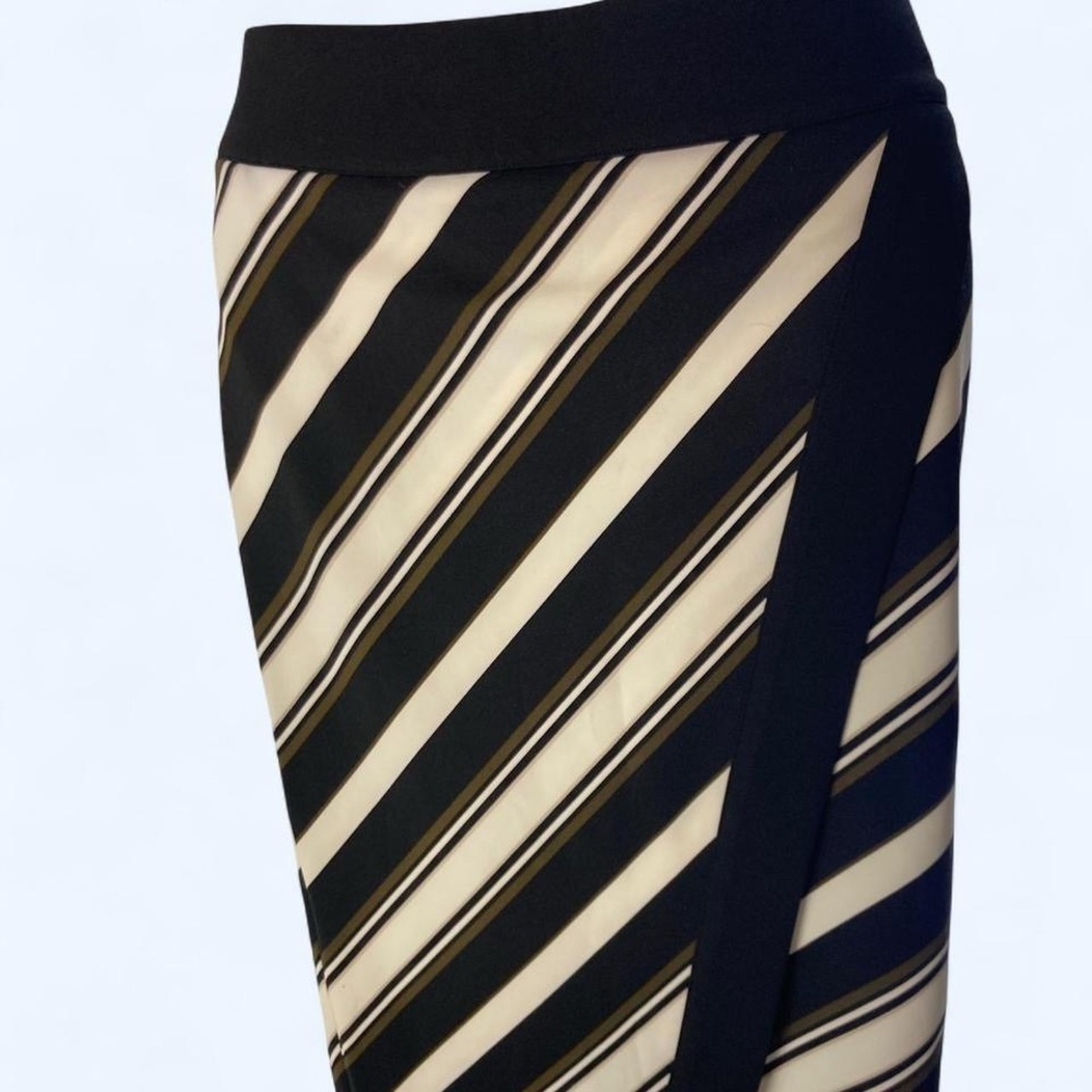 Worthington Black and Cream Diagonal Stripe Pencil Skirt 6
